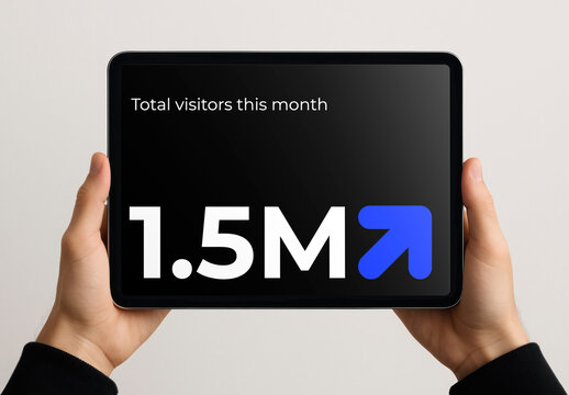 Tablet Mockup Displaying Visitor Statistics PSD