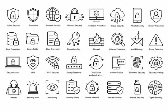 Set of thin line icons for business and technology web design