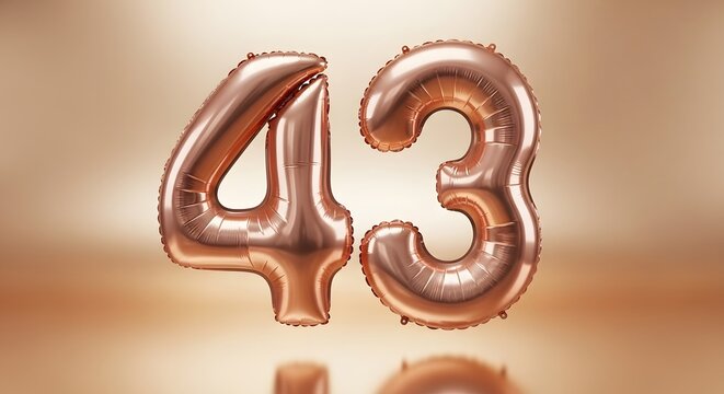 43rd birthday celebration rose gold foil number balloons for par