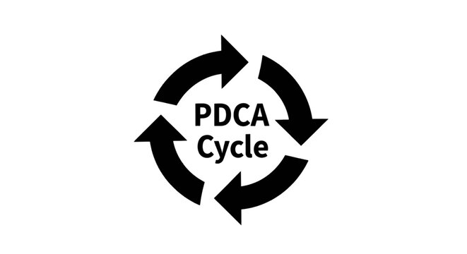 Vector illustration of pdca cycle icon, plan do check act management method symbol on a transparent background