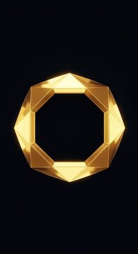 A sophisticated black background featuring a luminous gold diamond frame, ideal for high-end luxury invitations and gala event designs, layout, backdrop, formal