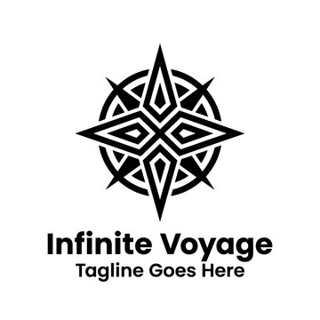 Bold geometric navigation symbol ideal for outdoor gear and adventure tourism brands.