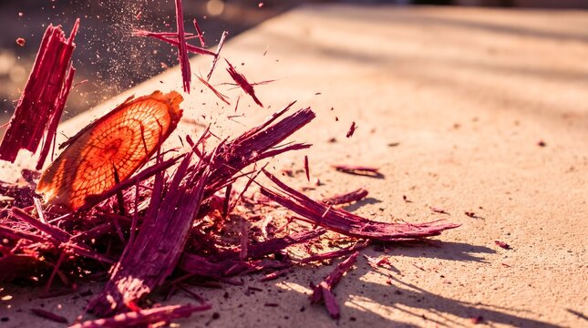 Shattered wood splinters with vintage cross processed magenta tones