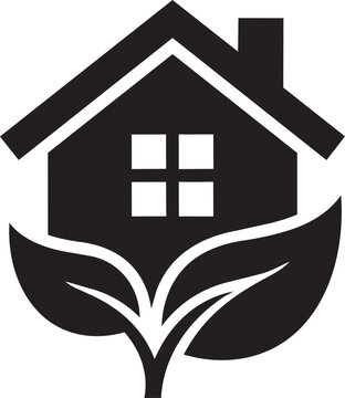 eco home with green leaf icon sustainable house vector illustration