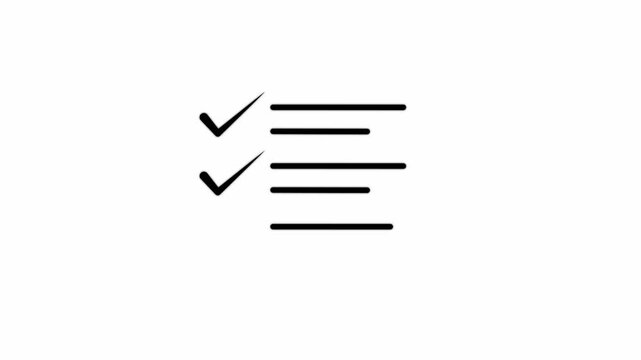 Checklist icon animation with clipboard checklist and check symbols. Checklist icon for task list, approval list and document checklist on green background animation.