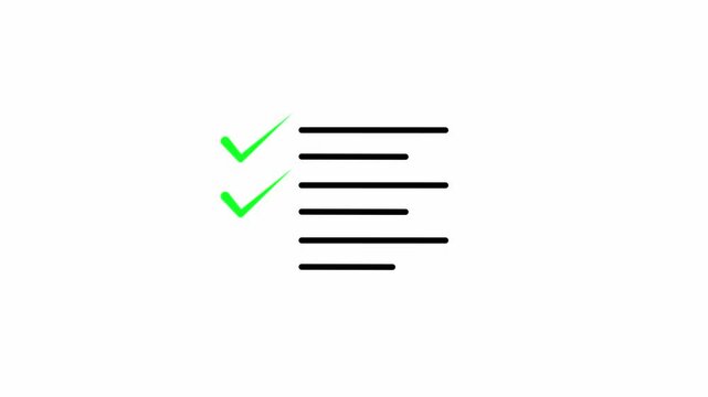 Checklist icon animation with clipboard checklist and check symbols. Checklist icon for task list, approval list and document checklist