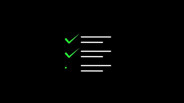 Checklist icon animation with clipboard checklist and check symbols. Checklist icon for task list, approval list and document checklist