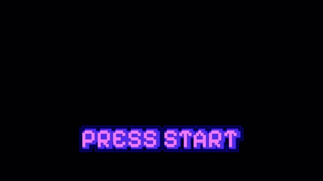 Animated Retro 8-Bit Pixel Art Press Start Button with Transparent Background