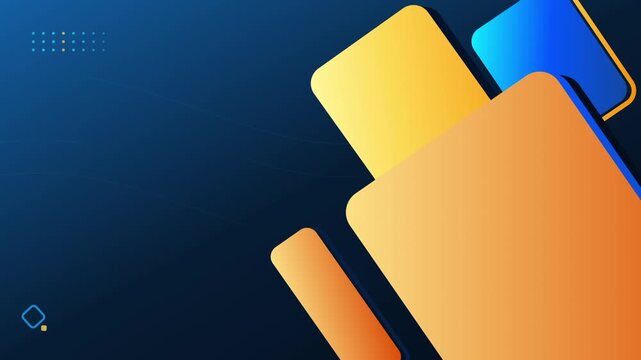 Abstract geometric background featuring dynamic floating rectangles with vibrant orange and blue gradient color schemes
