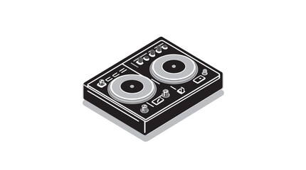 Isometric DJ controller and mixer console line art icon © Foom