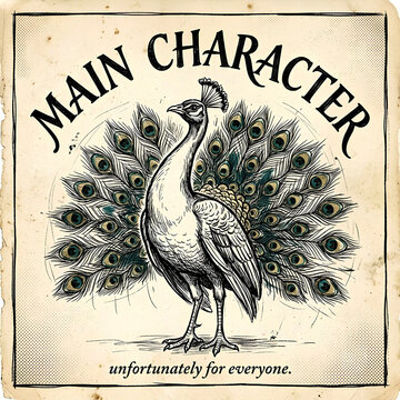 Peacock &mdash; "MAIN CHARACTER." / "unfortunately for everyone."