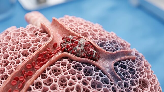 A close-up view of a bone structure with a tumor or cyst