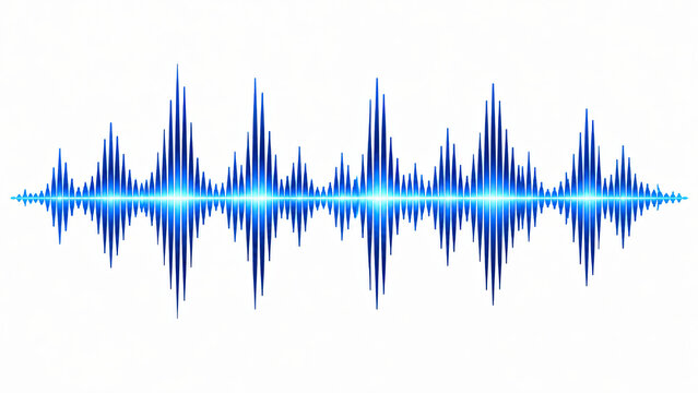 Blue digital sound wave graphic isolated on a white background