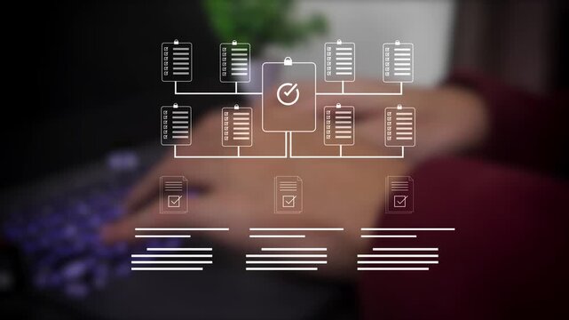 Online assessment and survey concept showing digital checklist, quiz, and form completion, representing e-evaluation, data collection, remote exam, and answering questions on virtual platforms.