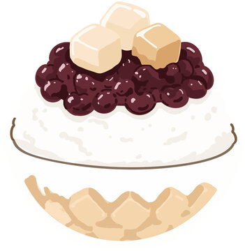 팥빙수, red bean shaved ice,  Bingsu