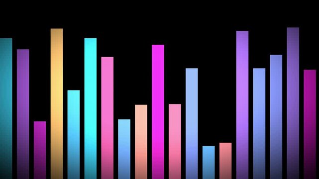 Colorful Kinetic Equalizer Bars Pulsing on Black Background