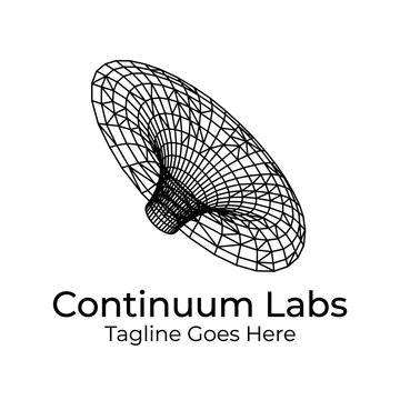 3D mesh grid representing a wormhole or gravity well for research labs and tech firms.