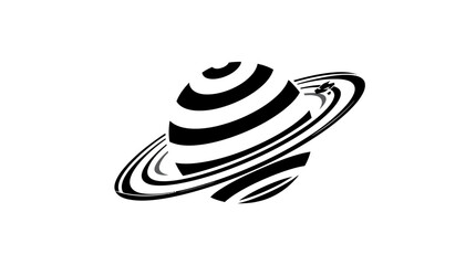 Abstract line art illustration of the planet Saturn. © Garo