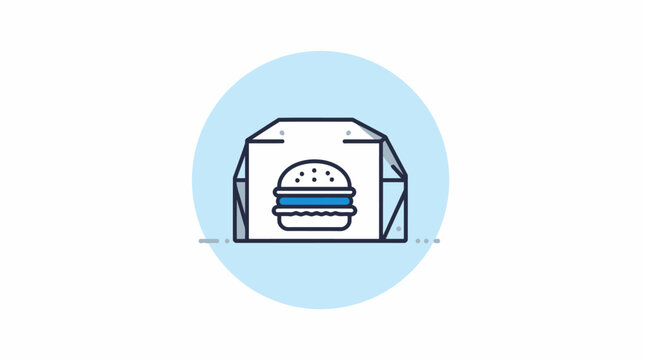 Fast food burger in takeout box.