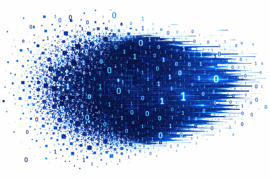 Blue glitter particles motion blur effect isolated on white background