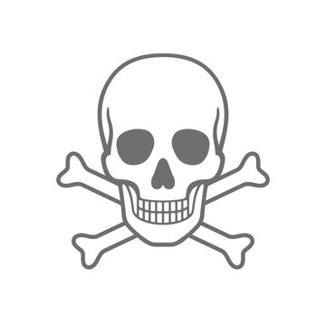 Skull and crossbones symbol used for warning about danger and poison. This symbol often appears on labels and signs to signify hazards. Vector illustration.
