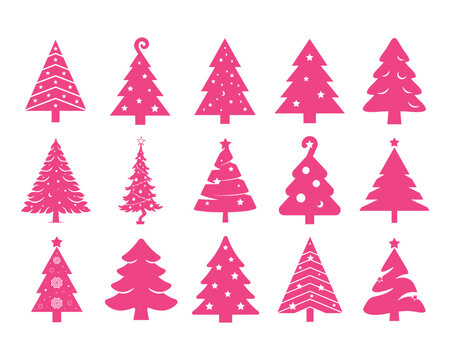 Decorative Christmas Tree Icon Collection Vector Set