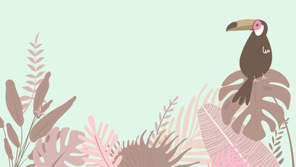 Pink tropical bird desktop wallpaper, green design © Rawpixel.com