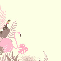 Pastel bird tropical leaf border, cream design © Rawpixel.com