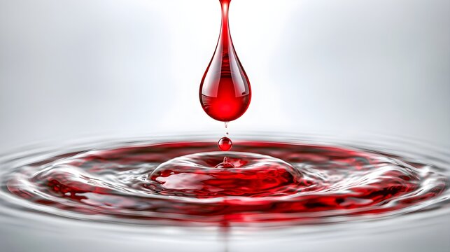 Blood Drops Creating Ripples in Water Abstract