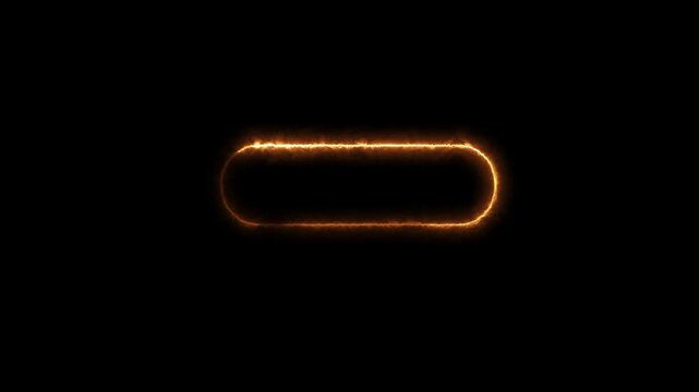 Electric fire stroke pill shape border motion graphic for video editing, text box, and title overlay on black background
