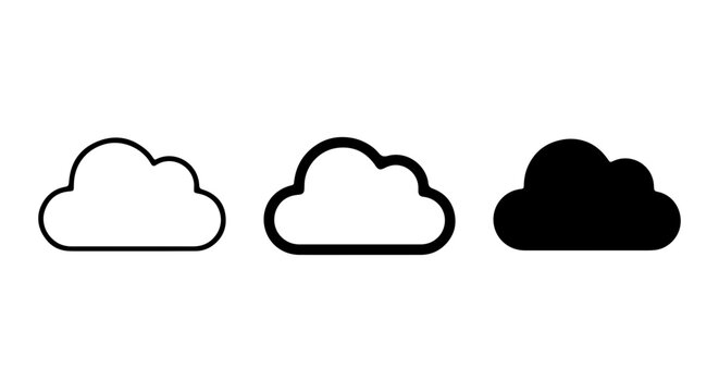 Cloud Icons Set, Simple Vector Graphics, Weather Symbol Variations, Digital Weather Icons
