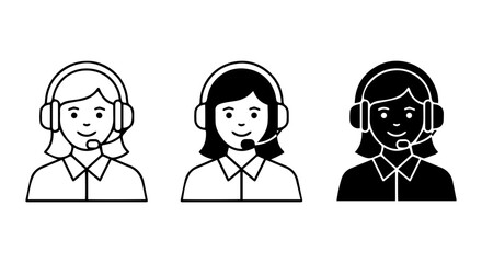 Fototapeta premium Customer Service Icons: Operator, Support Agent, Call Center Professional, Vector Graphics