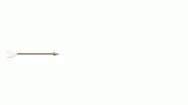 Simple arrow flying across transparent and white screen background 4K video