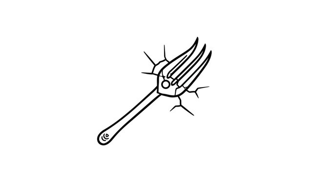 Metallic fork breaking through a cracked surface.