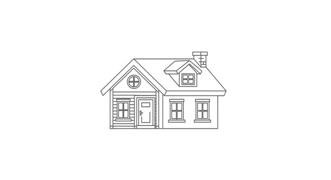 Charming small house with chimney and attic dormer window