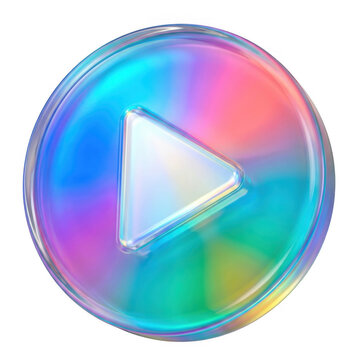 Glossy 3 D play button with gradient background isolated on a transparent background