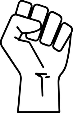 Outlined clenched fist silhouette, unity symbol, strength icon, protest design, resistance illustration, empowerment art, solidarity, justice, resilience, hope