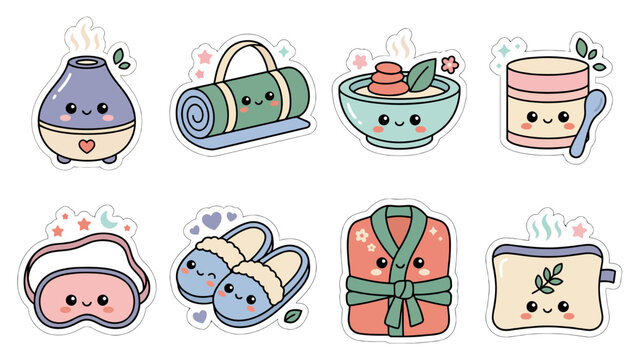 Kawaii anniversary stickers featuring cute items for gifts and celebrations