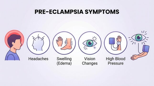 Infographic that explains pre-eclampsia symptoms It pre eclampsia early detection with pregnant woman