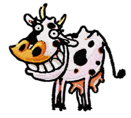 la vaca sonriente. Ilustración en técnica mixta lápiz y color digital con efecto de filtro parametrico © tttavo