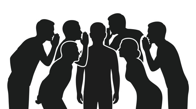 Group of People Whispering Secrets and Spreading Rumors Concept Illustration