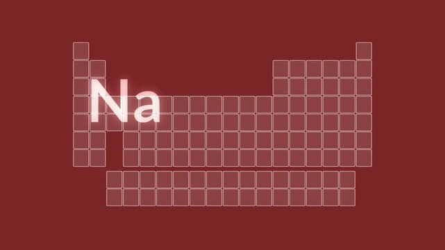 Periodic table of elements - Sodium chemical element - animated illustration background