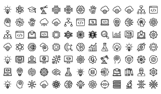 Stem education icons science technology engineering and mathematics concepts