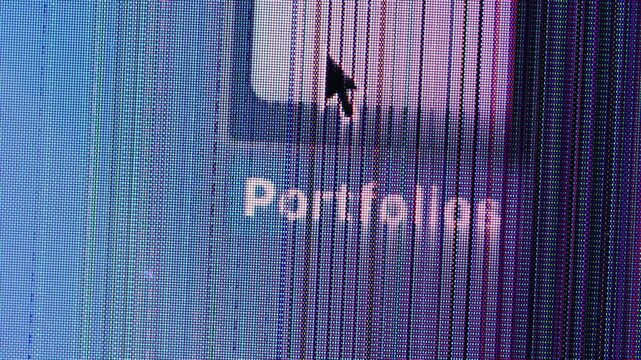 Horizontal 4K extreme macro video showing RGB subpixels, distorted vertical lines, and flickering light on a broken cracked laptop display panel