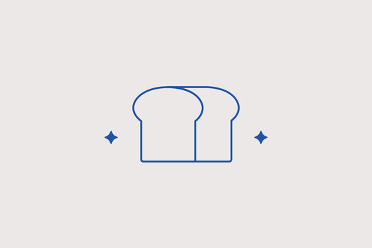 Toast bread slices line icon for bakery shop. Vector illustration for grocery store, cafe, breakfast menu, sandwich bar.