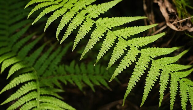 Forest plants fern frond macro copy space
