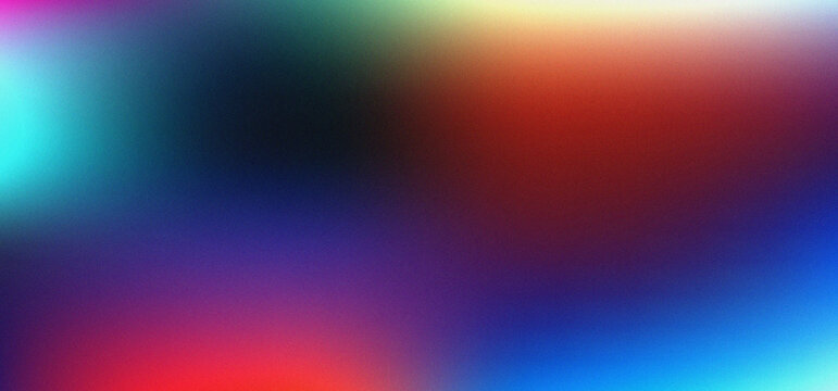 Abstract grain texture background with soft gradients of vibrant blue, red, purple and yellow colors