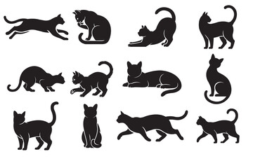 Obraz premium Black Cat Silhouettes Vector Collection