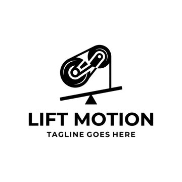 Industrial movement icon representing lifting, force, and mechanical engineering for technical brand identities.