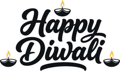 Happy diwali day elegant calligraphy with traditional oil lamps © Ragia